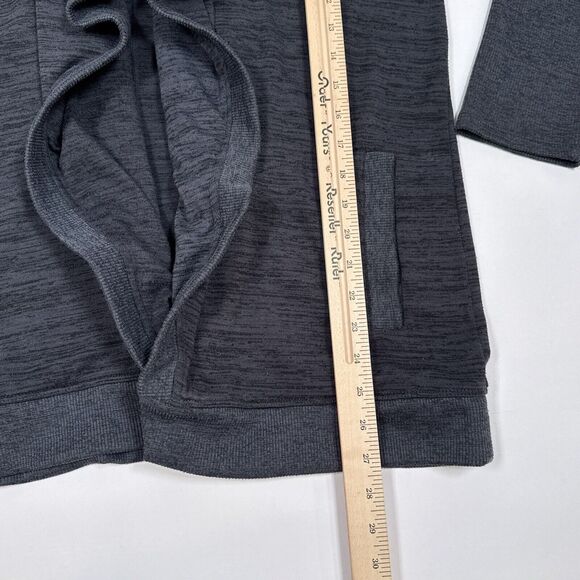 Athleta Blissful Open Front Hooded Wrap Cardigan Sweater Size Large Dark Gray - Picture 10 of 10